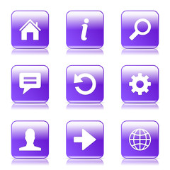 Web Internet Square Vector Violet Icon Design Set