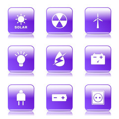 Energy Sign And Symbol Square Vector Violet Icon