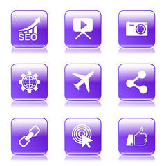 SEO Internet Sign Square Vector Violet Icon Design Set 1