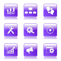 SEO Internet Sign Square Vector Violet Icon Design Set 5