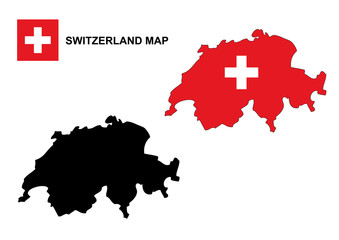 Switzerland map vector, Switzerland flag vector