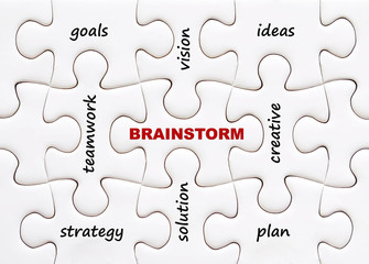 Fototapeta premium Related brainstorming words on jigsaw puzzle background