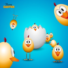 Funny Easter eggs chicks - background illustration - Happy easte