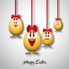 Funny easter eggs with a bow - Happy Easter Card