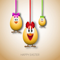 Funny easter eggs with a bow - Happy Easter Card