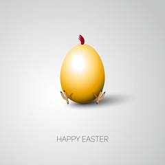 Simple vector Happy Easter card with bright brown egg on the col
