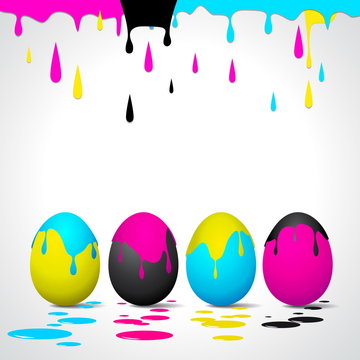 Funny Easter eggs - Cyan, magenta, yellow, black color - CMYK co