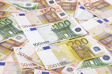 Background from a lot of euro banknotes.