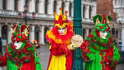 Fototapeta na wymiar Venetian carnival, masquerade one of a kind in the world.