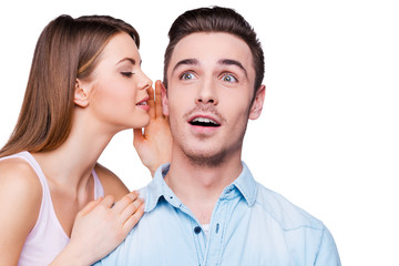 Naklejka premium Telling secrets to him.