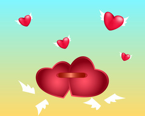 two hearts who held together metal clasp