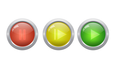 Colorful glass buttons in a metal frame