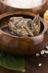Dead Sea mud and salt in a bowl