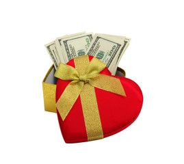 red heart and dolar