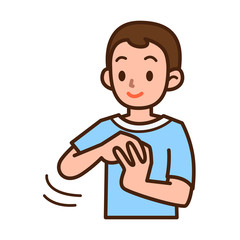 手首のストレッチをする男性