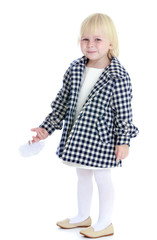 Charming girl in a checkered coat.