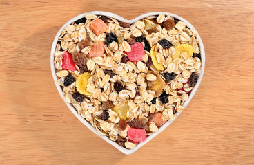 Musli  in plate in the form of heart