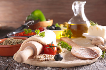 raw dough and ingredients