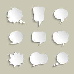 Set of volume speech bubbles with a shadows
