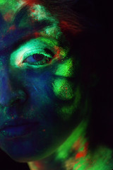 fluorescent paint abstract studio half headshot