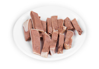Sliced beef tongue.