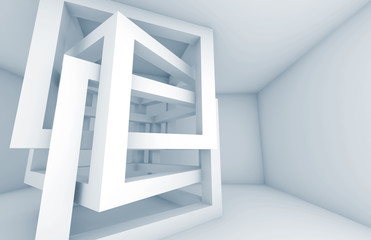 Abstract 3d background. White cube constructions