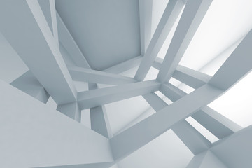 3d Abstract background, chaotic braced construction