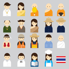 Various Thai People Occupation Character Icons Set