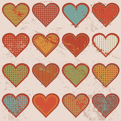 Grunge retro background with hearts