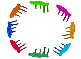 Blots of nail polish isolated on white background