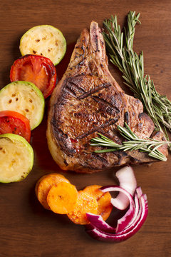 Grilled meat with vegetables and rosemary