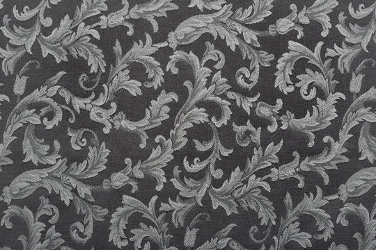 Damask, black fabric pattern texture background