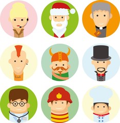 Набор векторных милые значки характер аватара