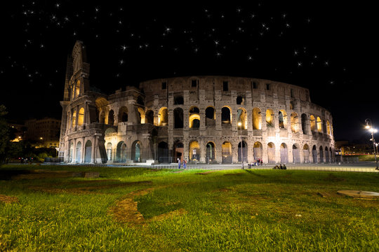 Colosseum in Rome against the stellar sky
