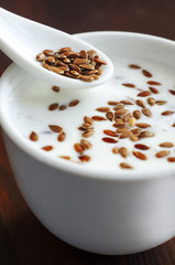 Fresh yogurt with flax seeds