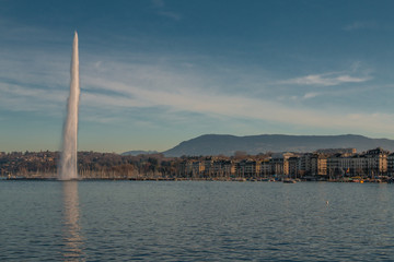 Nice fountain of Geneva Switzerland