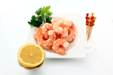 citron, crevettes