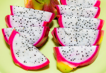 Fototapeta na wymiar Dragon fruit (Pitaya) on plate