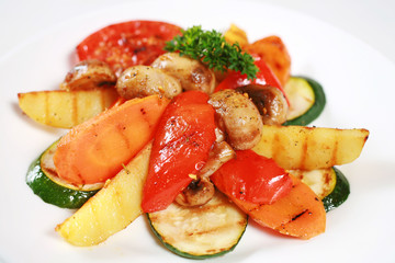 Grilled vegetable and mushrooms