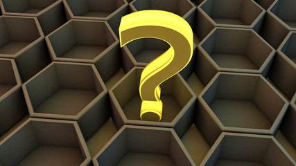 Hexagonal and questioning Cube decision - obrazy, fototapety, plakaty