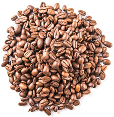 Roasted coffee bean over white background