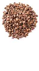 Roasted coffee bean over white background