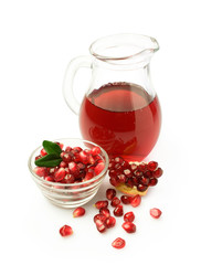 Pomegranate juice in a glass jar