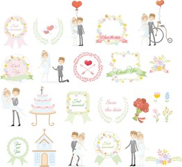 Набор свадебных элементов шаблона дизайна для пригласительных