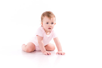 Cute little baby crawling