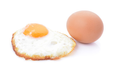 fried egg on white background