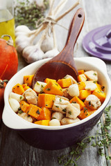 Chicken baked with pumpkin