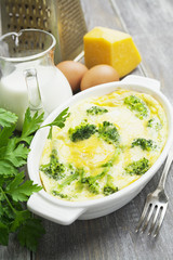 Broccoli, baked with cheese and egg