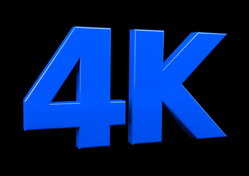 Ultra HD 4k icon.  4K letters on black background
