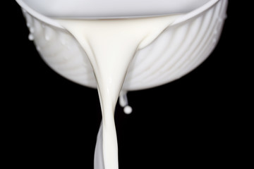 milk on a black background